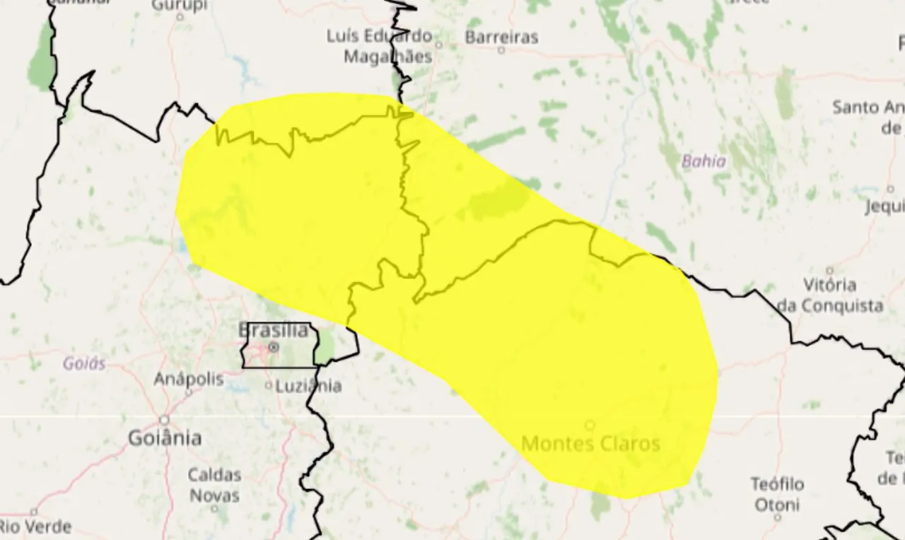 o mapa mostra as &aacute;reas em alerta para chuva intensa