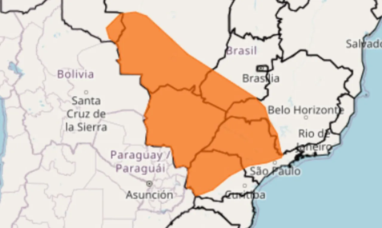 o mapa mostras as &aacute;reas em alerta para chuva intensa